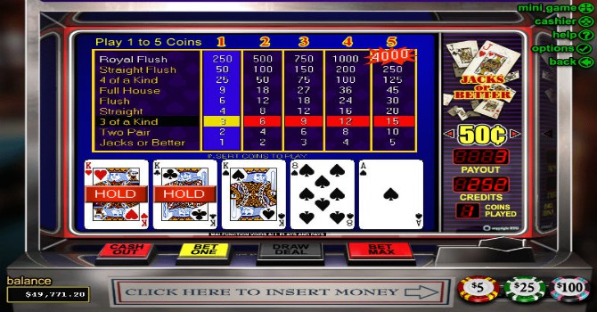 most played video poker