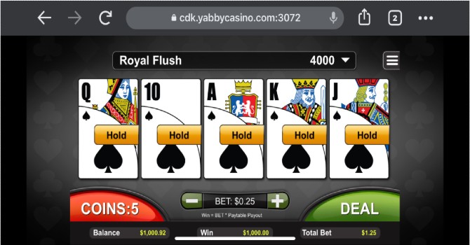 royal flush win