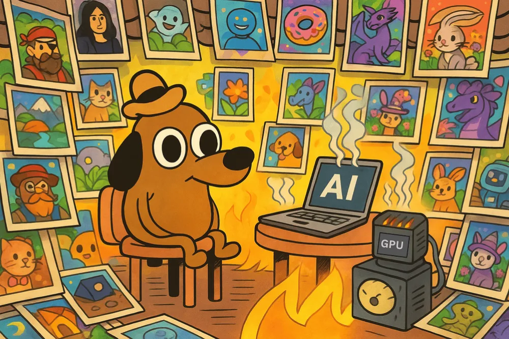 Chat gpt Images "This is fine" meme
