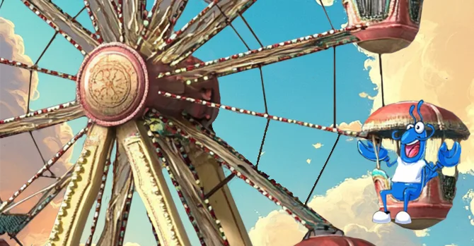 Yabby on a Ferris wheel in the mystery city 