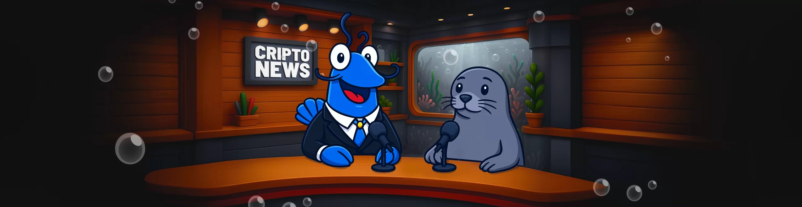 Yabby news presented by Mr. Yabby and a seal