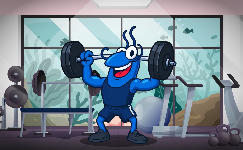 Mr. Yabby lifting weights at the gym