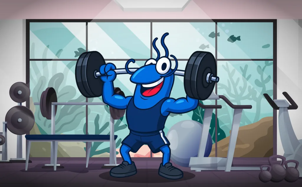 Mr. Yabby lifting weights at the gym