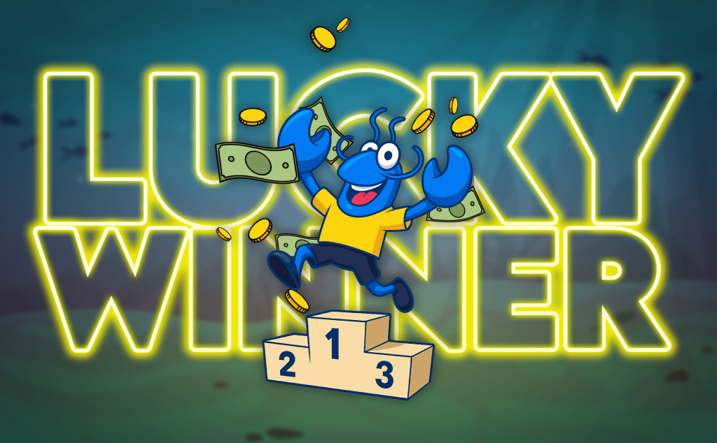 Mr. Yabby celebrates the lucky winner!