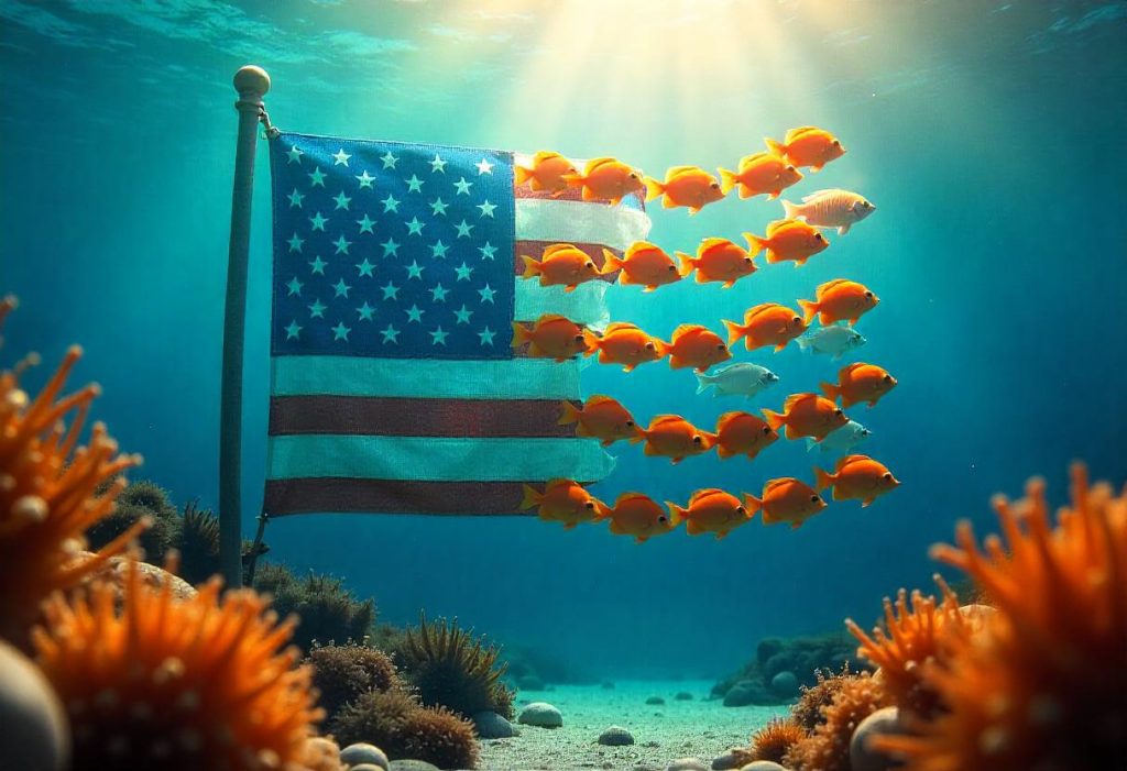 American flag fish formation