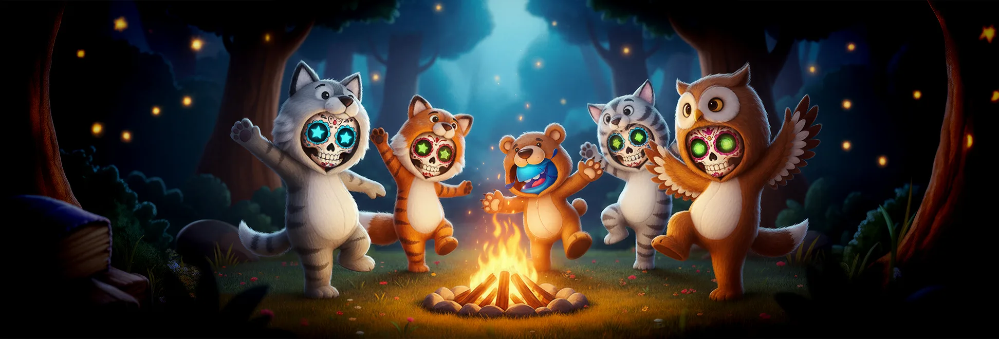 Halloween dance by the fire