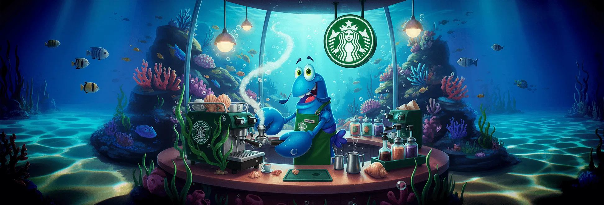 Mr. Yabby at the very first ocean starbucks!